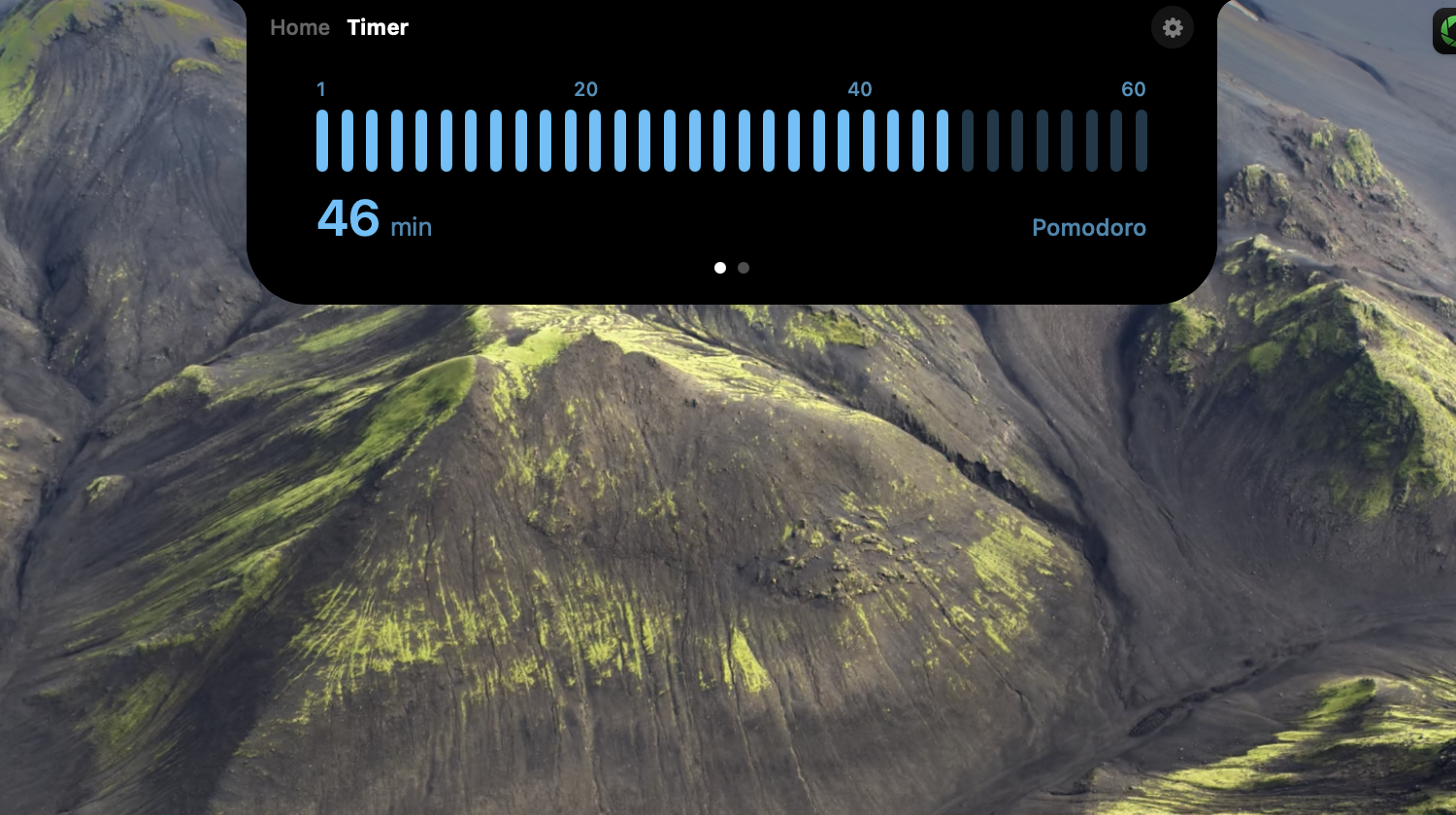 MusicNotch — timer view with Pomodoro slider